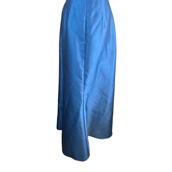 Alfred Sung Classic Blue 4R One-Shoulder Asymmetrical Gown Polyester Formal - Picture 9 of 16